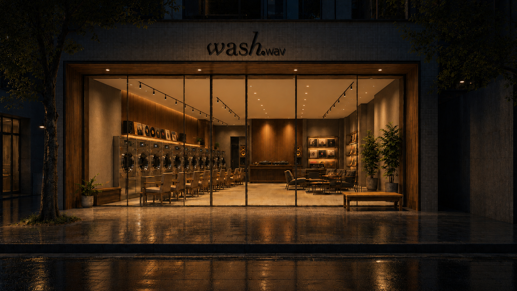 wash.wav exterior night view